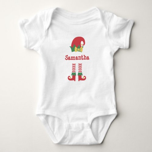 Personalized Cute Baby Elf Christmas Holiday  Baby Bodysuit