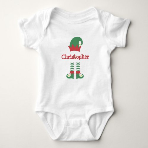 Personalized Cute Baby Elf Christmas Holiday  Baby Bodysuit