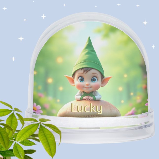 Personalized Cute Baby Elf Snow Globe  (Creator Uploaded)