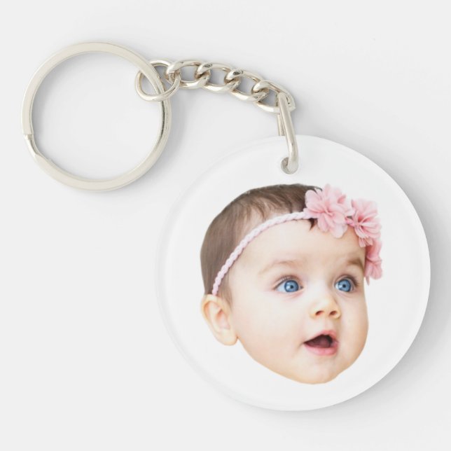 Personalized Cute Baby Face Photo Acrylic Keychain (Front)