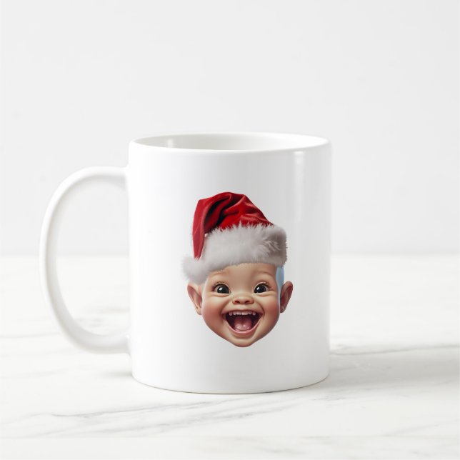 Personalized Cute Baby Face Photo Funny Christmas Coffee Mug (Left)