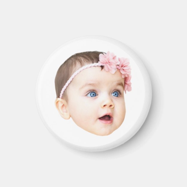 Personalized Cute Baby Face Photo Magnet (Front)