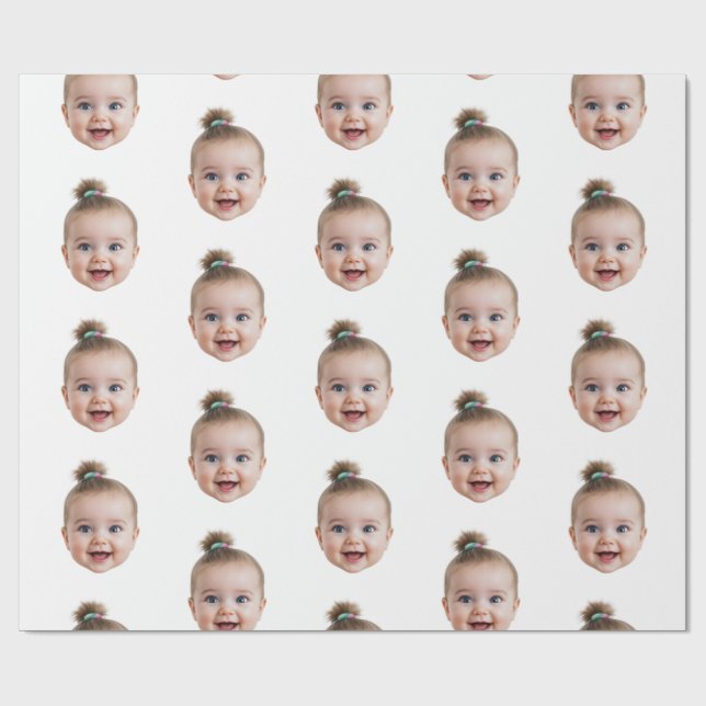 Personalized Cute Baby Face Photo Mom Dad birthday Wrapping Paper (Flat)