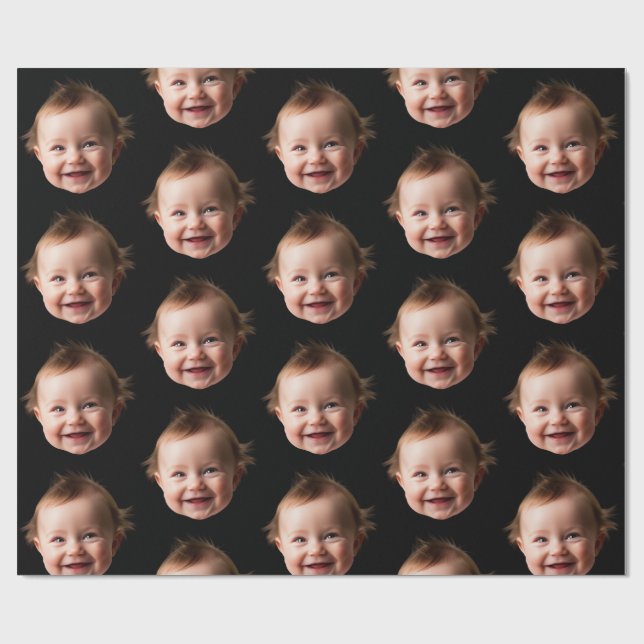 Personalized Cute Baby Face Photo Mom Dad birthday Wrapping Paper (Flat)