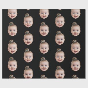 Personalized Cute Baby Face Photo Mom Dad birthday Wrapping Paper