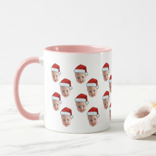 Personalized Cute Baby Face Santa Hat Christmas Mug
