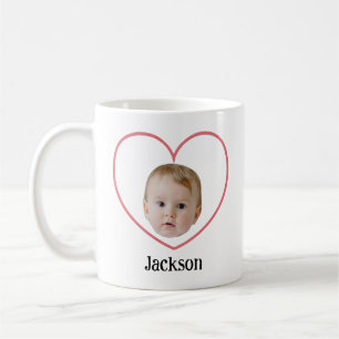 Personalized Cute Baby Face With Heart Line Coffee Mug