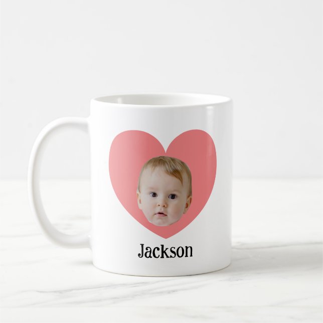 Personalized Cute Baby Face With Heart Mug (Left)