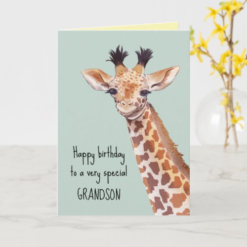 Personalized Cute Baby Giraffe Birthday  Card