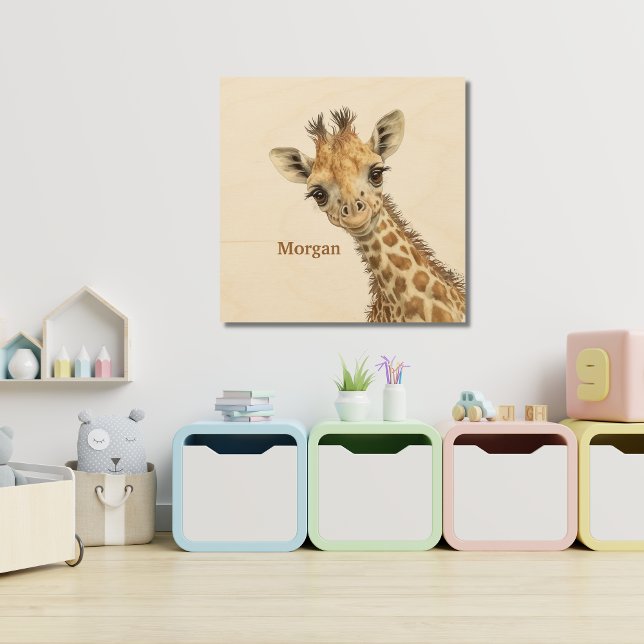 Personalized Cute Baby Giraffe Nursery  Wood Wall Art (Creator Uploaded)