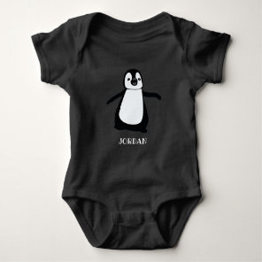 Personalized cute Baby penguin illustration black Bodysuit