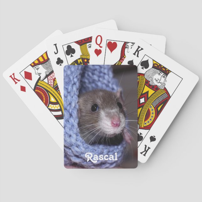 Personalized Cute Baby Pet Rat Poker Cards (Back)