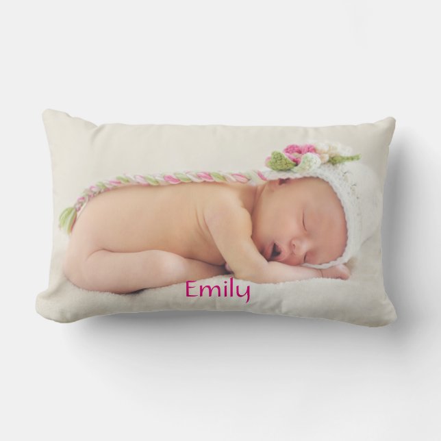 Personalized Cute Baby Photo Lumbar Pillow (Front)
