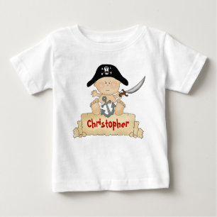 Personalized Cute Baby Pirate Boys Baby T-Shirt