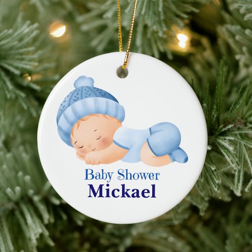 Personalized Cute Baby Shower  Ceramic Ornament