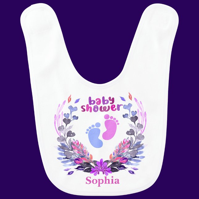 Personalized Cute Baby Shower Floral Pattern Baby Bib (Creator Uploaded)