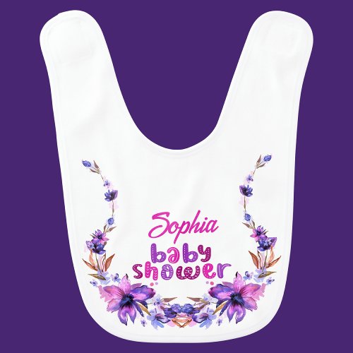 Personalized Cute Baby Shower Floral Pattern Baby Bib