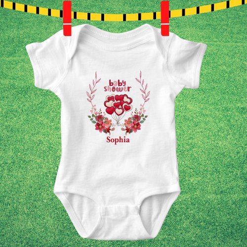 Personalized Cute Baby Shower Floral Pattern Baby Bodysuit