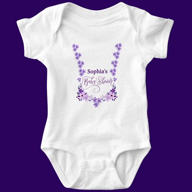 Personalized Cute Baby Shower Floral Pattern Baby Bodysuit (Creator Uploaded)