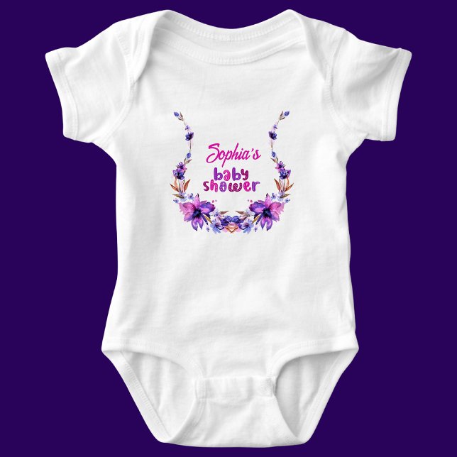 Personalized Cute Baby Shower Floral Pattern Baby Bodysuit (Creator Uploaded)