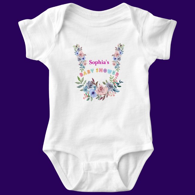 Personalized Cute Baby Shower Floral Pattern Baby Bodysuit (Creator Uploaded)
