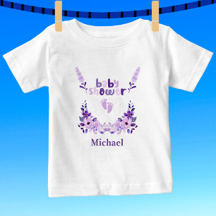 Personalized Cute Baby Shower Floral Pattern Baby T-Shirt