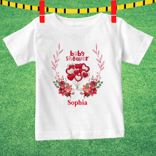 Personalized Cute Baby Shower Floral Pattern Baby T-Shirt