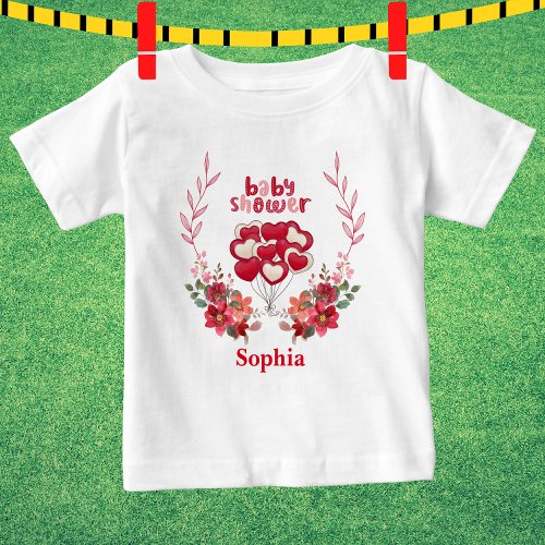 Personalized Cute Baby Shower Floral Pattern Baby T_Shirt