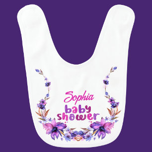 Personalized Cute Baby Shower Floral Pattern Bib