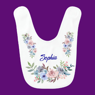 Personalized Cute Baby Shower Floral Pattern Bib