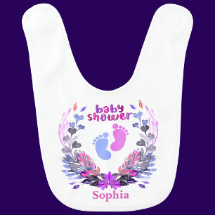 Personalized Cute Baby Shower Floral Pattern Bib