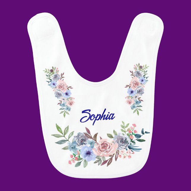 Personalized Cute Baby Shower Floral Pattern Bib (Creator Uploaded)