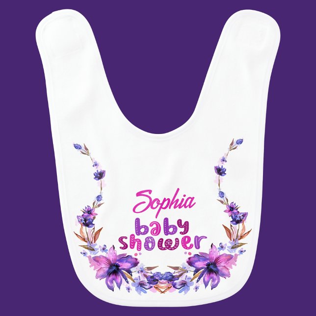 Personalized Cute Baby Shower Floral Pattern Bib (Creator Uploaded)