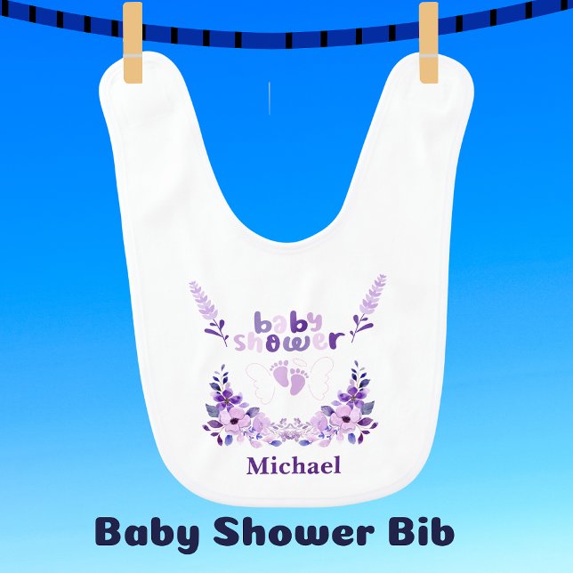Personalized Cute Baby Shower Floral Pattern Bib (Creator Uploaded)