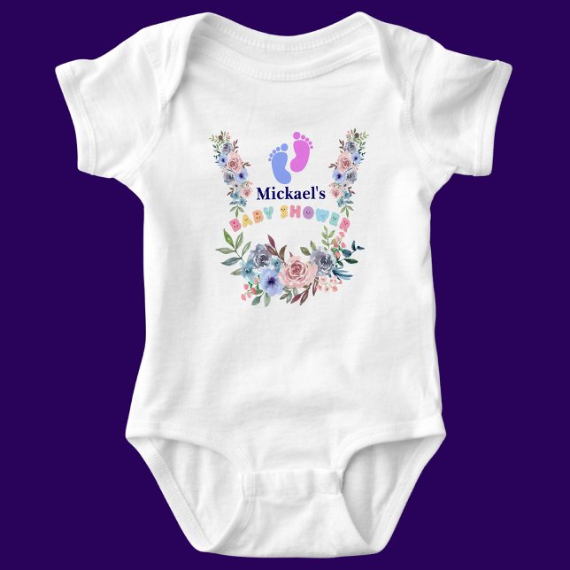 Personalized Cute Baby Shower Floral Pattern Bodysuit (Creator Uploaded)