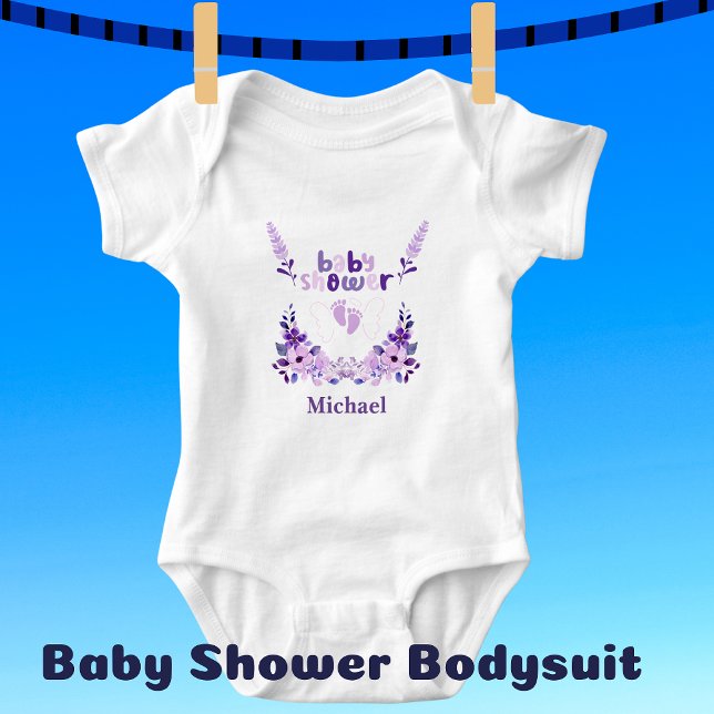 Personalized Cute Baby Shower Floral Pattern Bodysuit (Creator Uploaded)