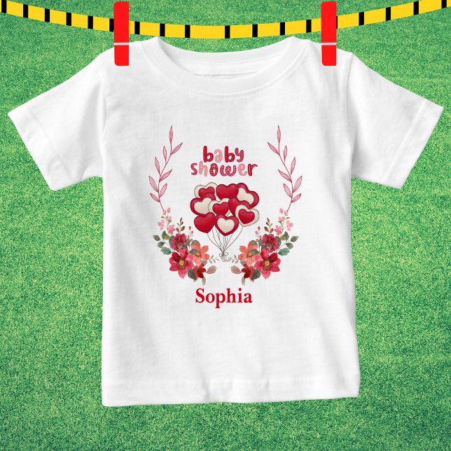 Personalized Cute Baby Shower Floral Pattern T-Shirt (Creator Uploaded)