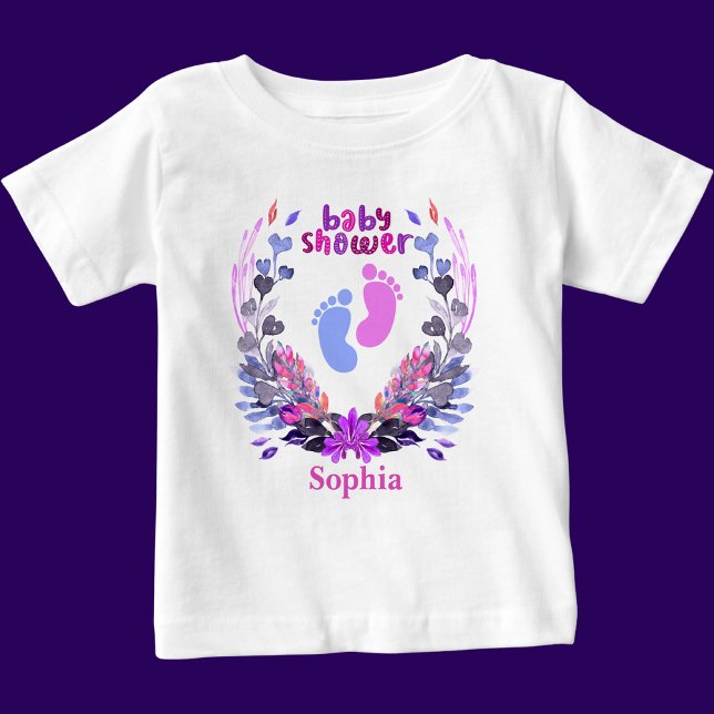 Personalized Cute Baby Shower Floral Pattern T-Shirt (Creator Uploaded)