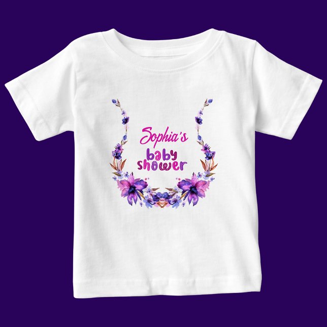 Personalized Cute Baby Shower Floral Pattern T-Shirt (Creator Uploaded)