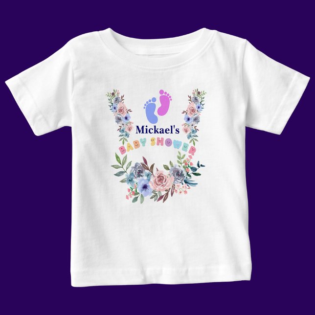 Personalized Cute Baby Shower Floral Pattern T-Shirt (Creator Uploaded)