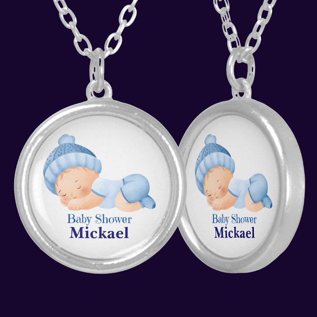Personalized Cute Baby Shower  Silver Plated Necklace (Creator Uploaded)