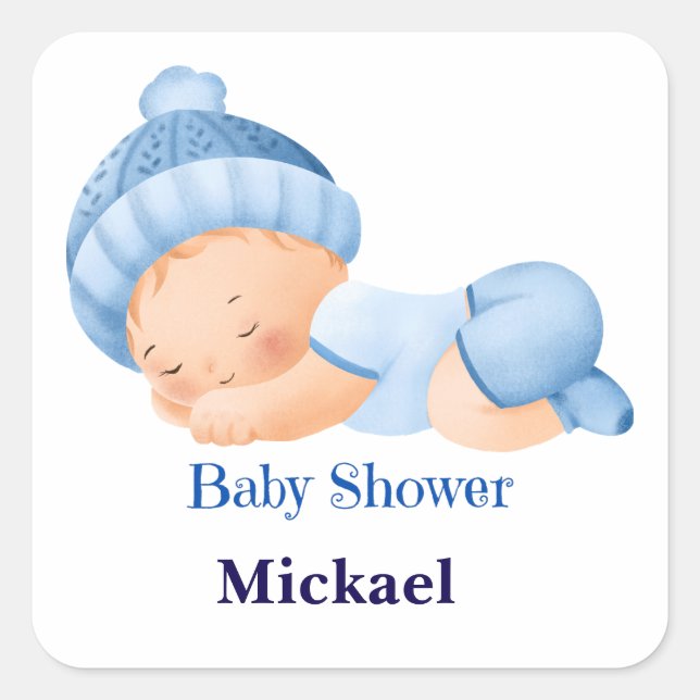 Personalized Cute Baby Shower  Square Sticker (Front)