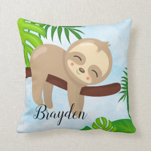 Personalized Cute Baby Sloth Pillow #3