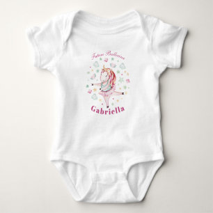 Personalized Cute Ballerina Unicorn Baby Girl Baby Bodysuit