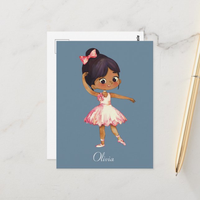 Personalized Cute Ballet Dancer Postcard (Front/Back In Situ)
