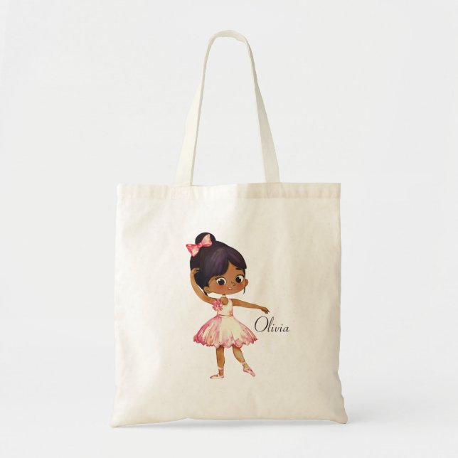 Personalized Cute Ballet Dancer Tote Bag (Front)