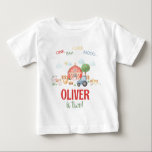 Personalized Cute Barnyard Farm Animal Birthday Baby T-Shirt<br><div class="desc">Watercolor Cute Red Barnyard Farm Animal Any Age Birthday Party Boy-Girl Shirt Look who's Birthday it is!! ! Celebrate your little one's birthday with this super cute Classic Watercolor Barn along with adorable party animal Friends Birthday shirt. Personalize by adding your child's name and age. Matching items available in store!...</div>