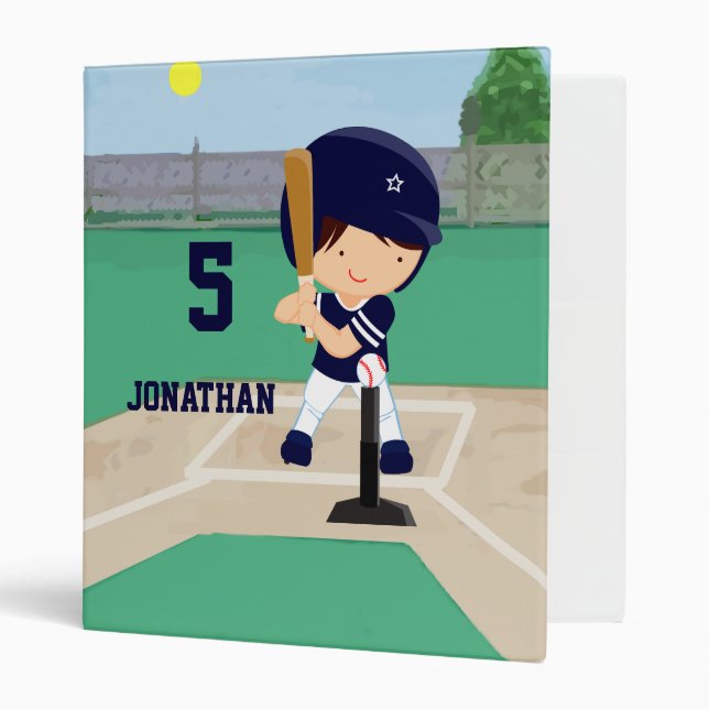 Personalized Cute Baseball cartoon player Binder (Front/Inside)