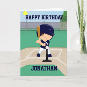 Personalized Cute Baseball cartoon player Card