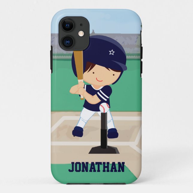 Personalized Cute Baseball cartoon player Case-Mate iPhone Case (Back)